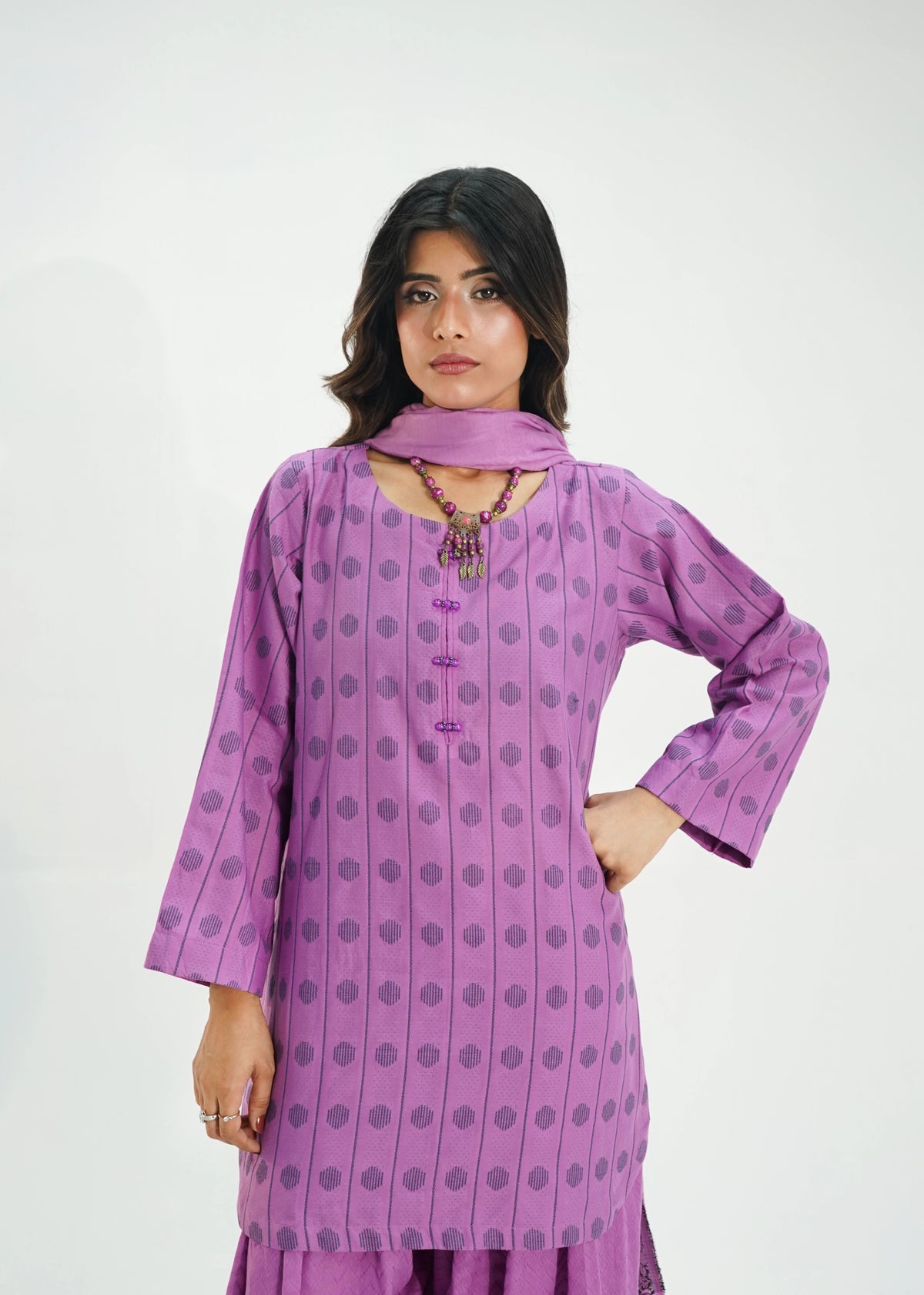 3 PIECE – ORCHID PURPLE LAWN JECQUARD SUITE