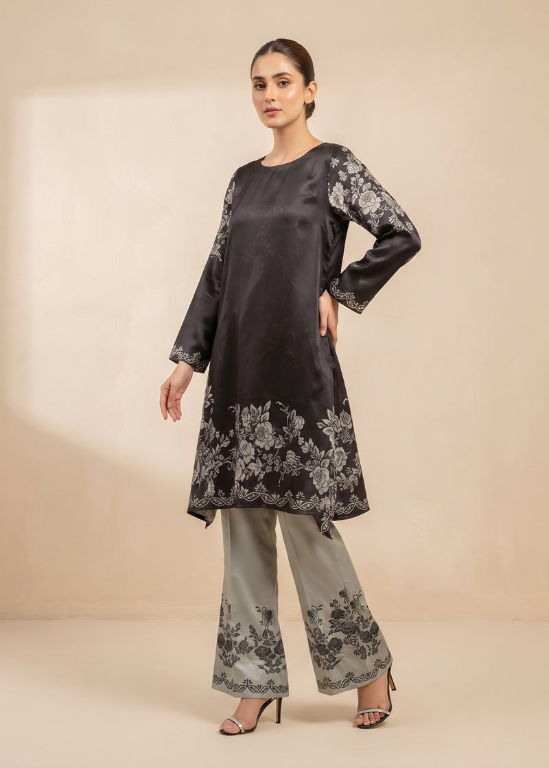 Noir Bloom Printed Shamoz Silk 2-Piece Suit