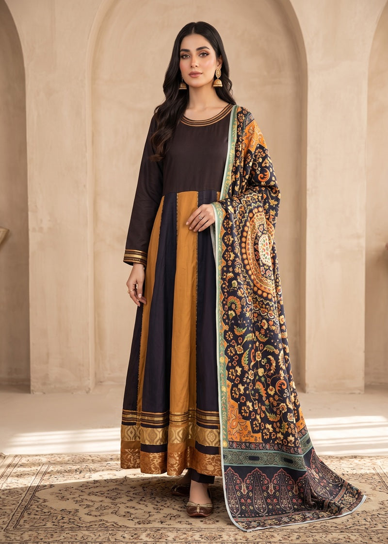 Royal Mosaic Embroidered Dhanak Frock