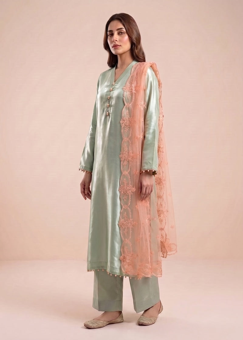 Sage Serenity – 3 Piece Silk Dress
