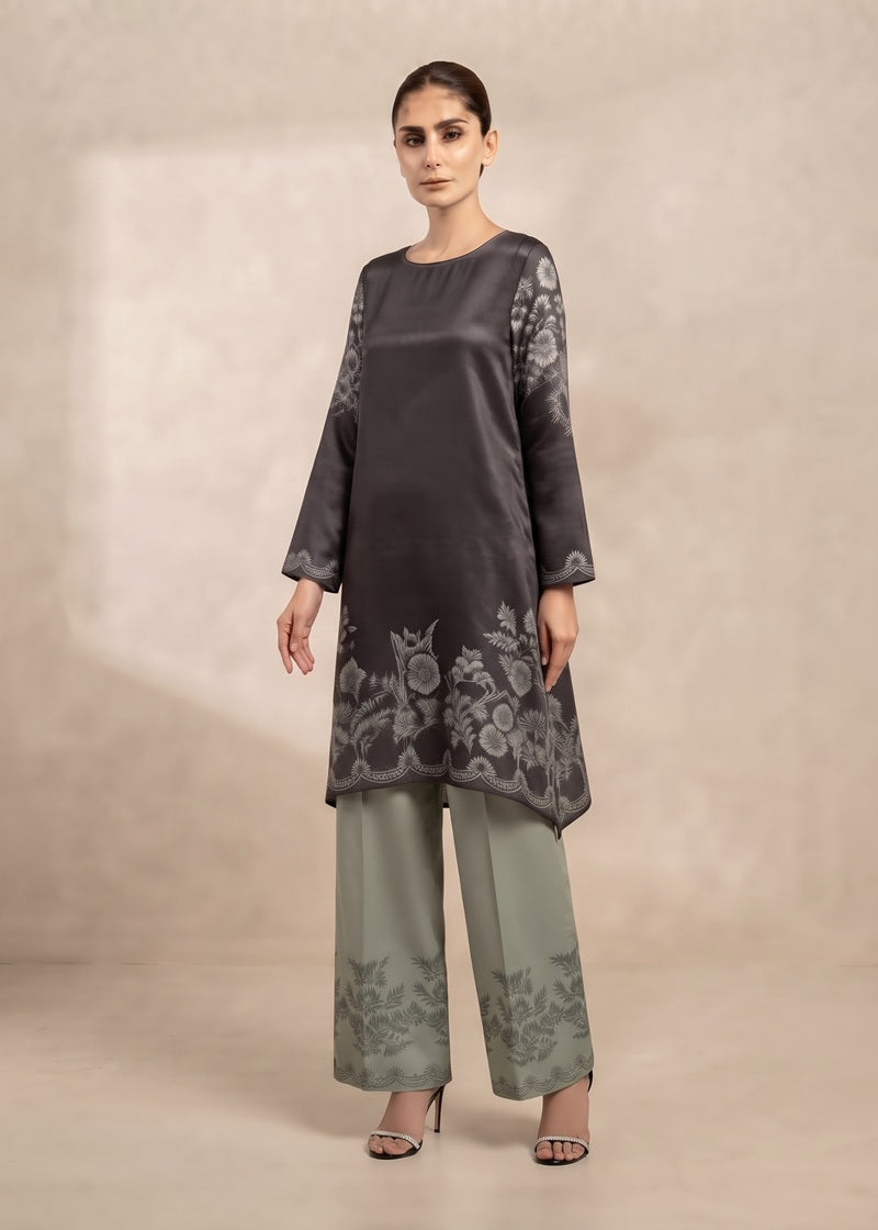 Noir Bloom Printed Shamoz Silk 2-Piece Suit