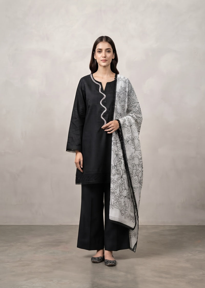 Midnight Grace Embroidered 3-Piece Suit
