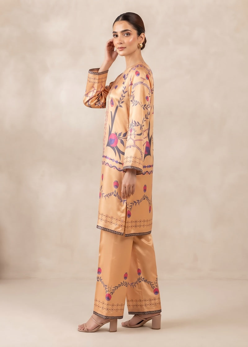 Amber Bloom Printed 2-Piece Shamoz Silk Suit