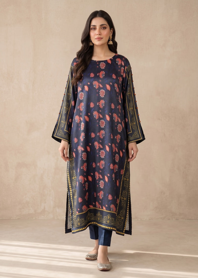 Mid Floral Bloom Printed shamoz silk Kaftan