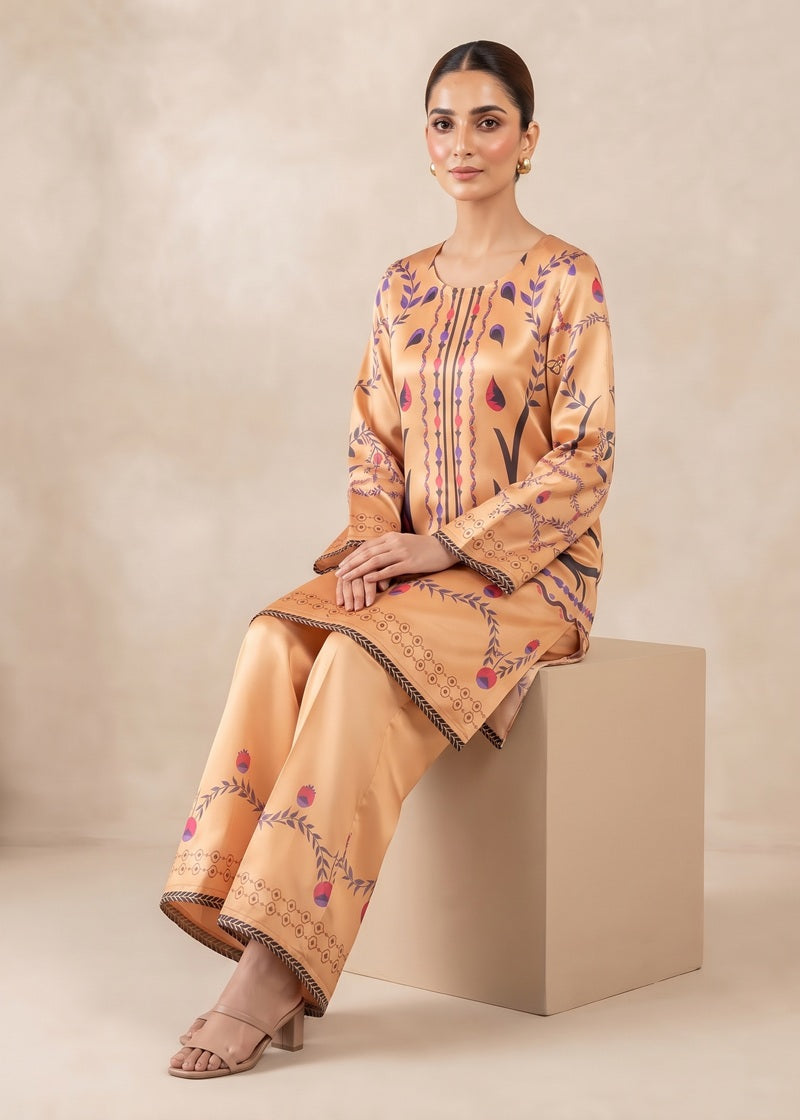 Amber Bloom Printed 2-Piece Shamoz Silk Suit