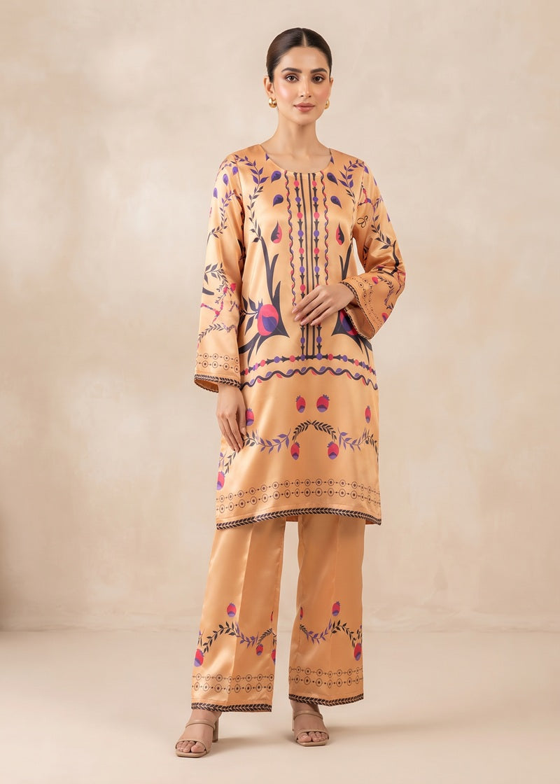 Amber Bloom Printed 2-Piece Shamoz Silk Suit