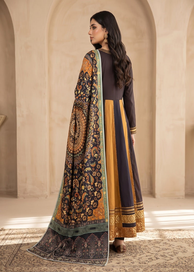 Royal Mosaic Embroidered Dhanak Frock