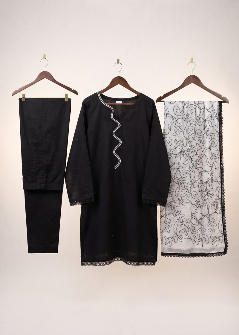 Midnight Grace Embroidered 3-Piece Suit