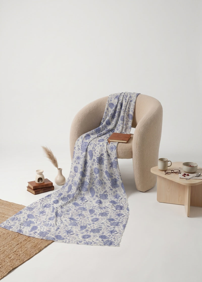 Zenith Azure Bloom Cotton Dupatta