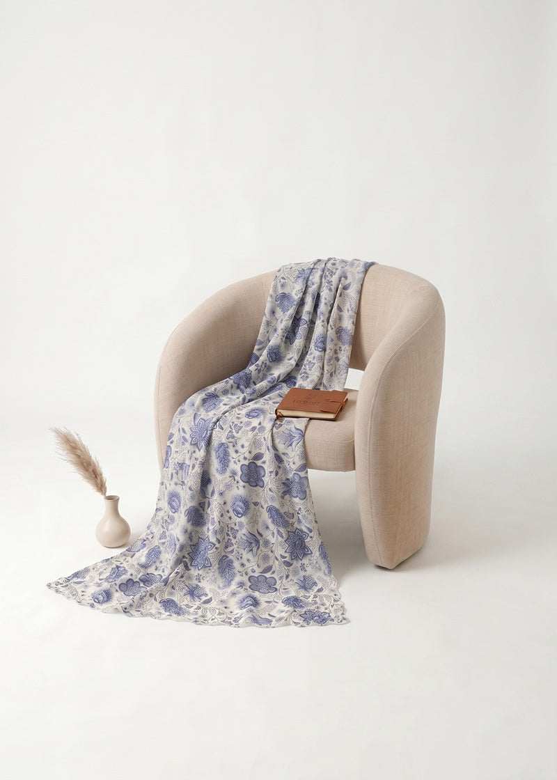 Zenith Azure Bloom Cotton Dupatta