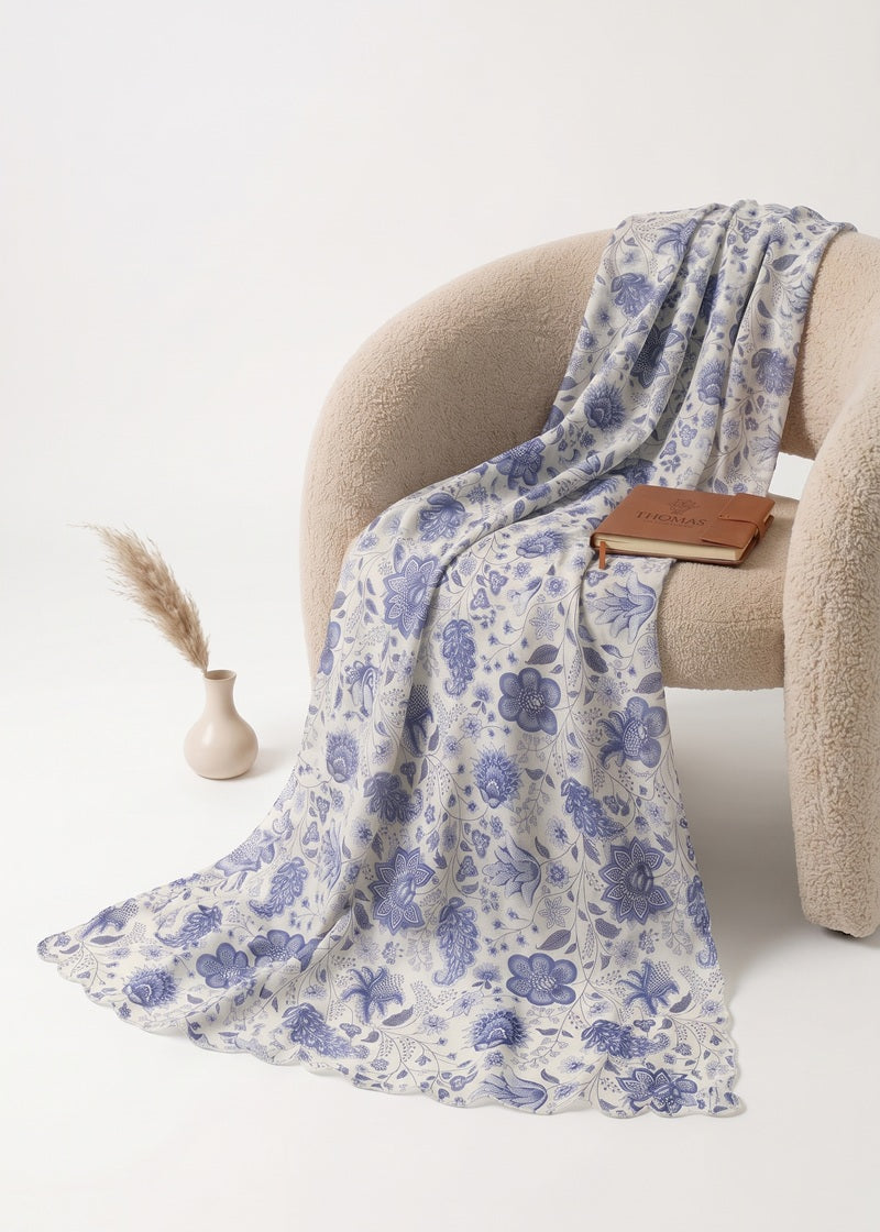 Zenith Azure Bloom Cotton Dupatta